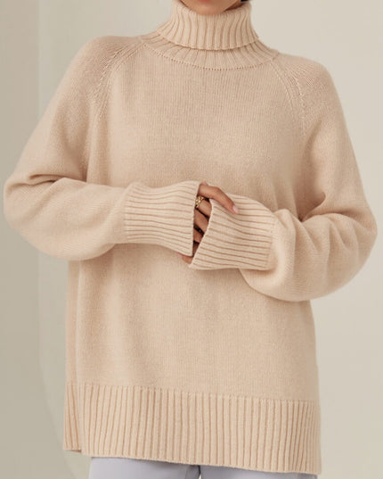 Turtle Neck Raglan Sleeve Sweater Sand