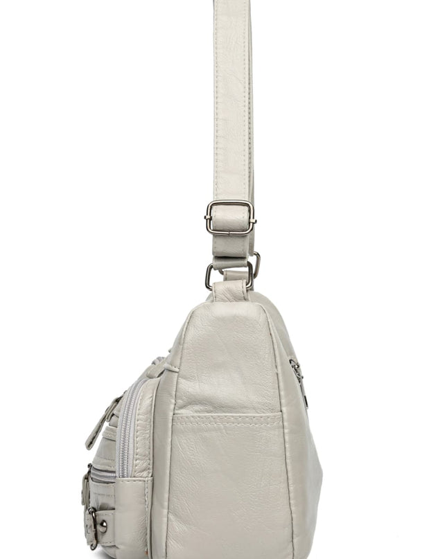 Multi-Pocket PU Leather Crossbody Bag