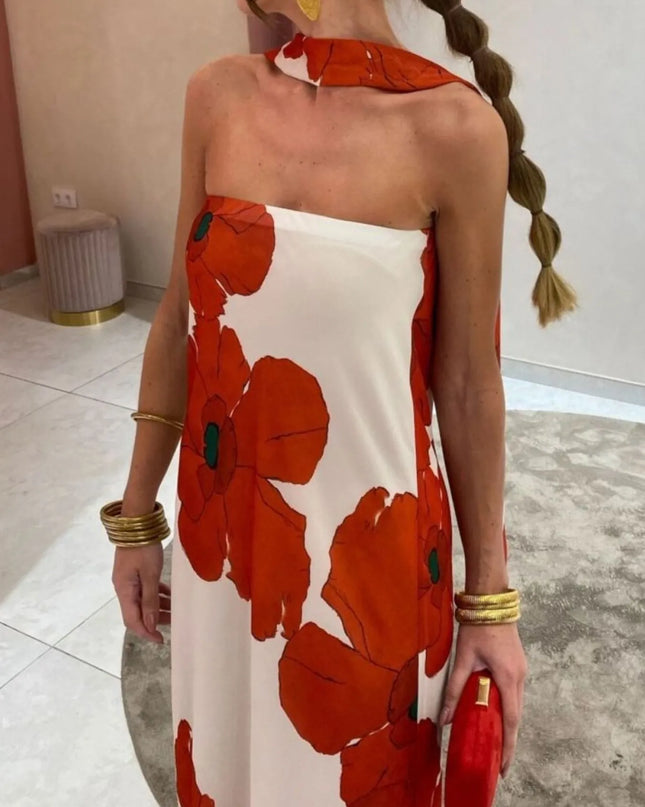 Printed Tube Maxi Dress