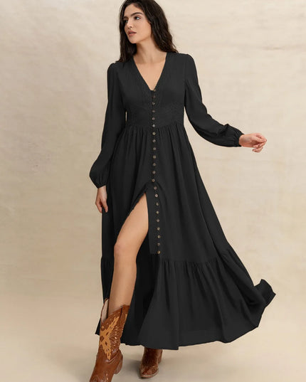 V-Neck Long Sleeve Dress 