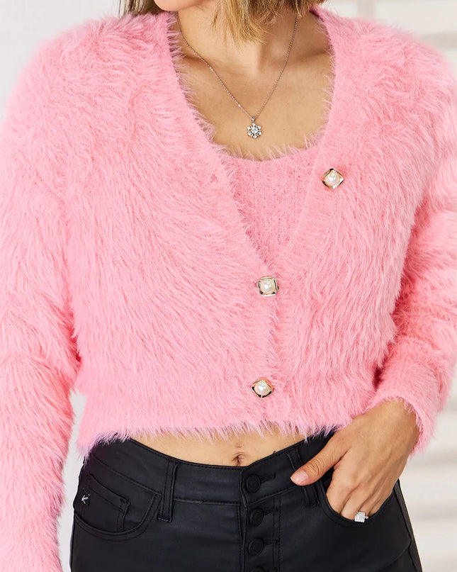 Scoop Neck Vest and Cardigan Sweater Set