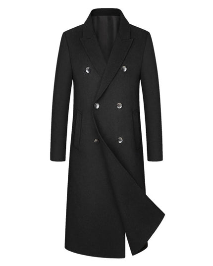 Men's Plus Size Double-Breasted Longline Coat