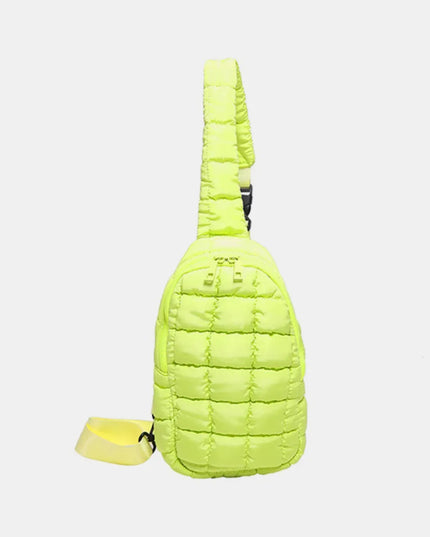 Quilted Nylon Crossbody Bag Yellow Green One Size
