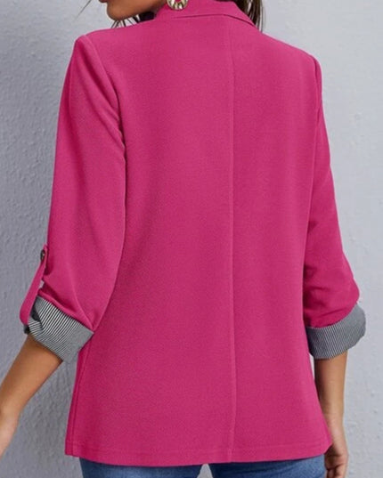 Lapel Collar Roll-Tab Sleeve Blazer