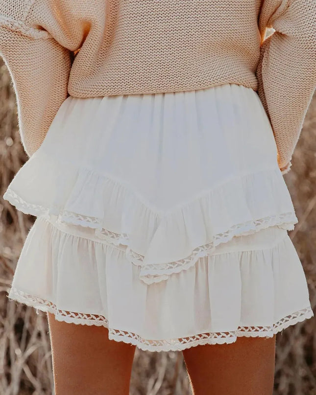 Lovelet Lace Detail Layered Skirt 