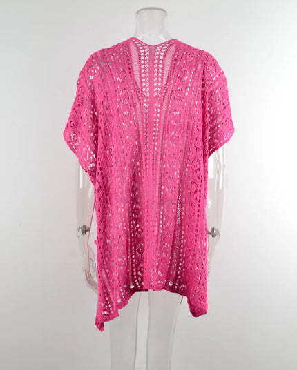 Angel Wings Cutout V-Neck Cover-Up with Tassel 