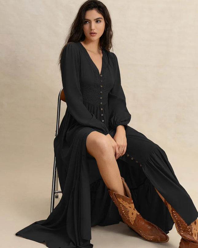 V-Neck Long Sleeve Dress 