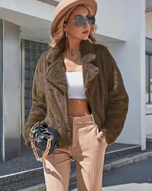 Ivy Lane Plush Open Front Dropped Shoulder Jacket