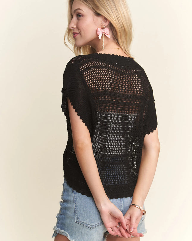 ADORA Drawstring Detail Crochet Top