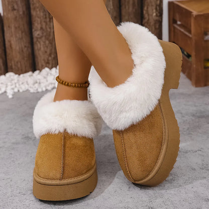 Cozy Fur-Lined Winter Platform Boots Camel