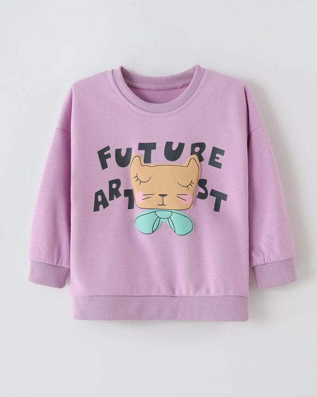 Children's Graphic Crew Neck Sweatshirt Purple