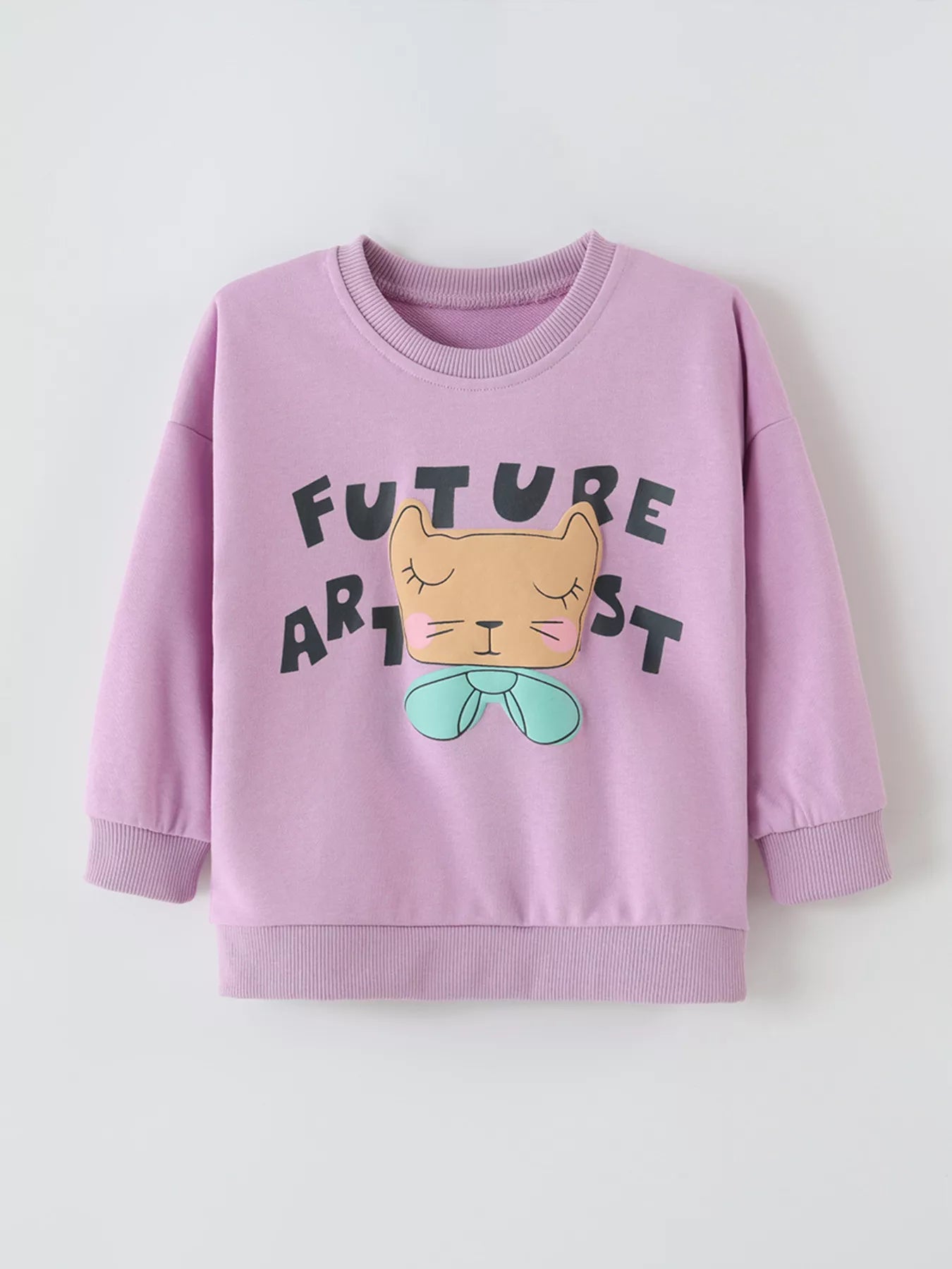 Children's Graphic Crew Neck Sweatshirt Purple