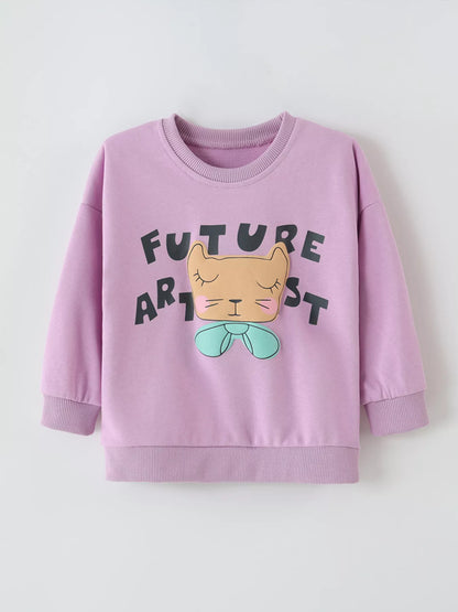 Children's Graphic Crew Neck Sweatshirt Purple