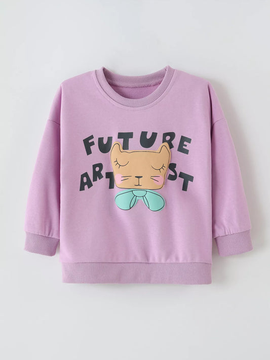 Children's Graphic Crew Neck Sweatshirt Purple