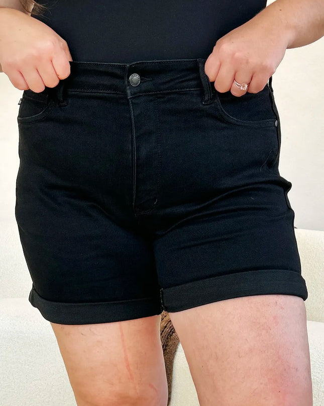 Judy Blue Full Size High Waist Tummy Control Cuffed Denim Shorts