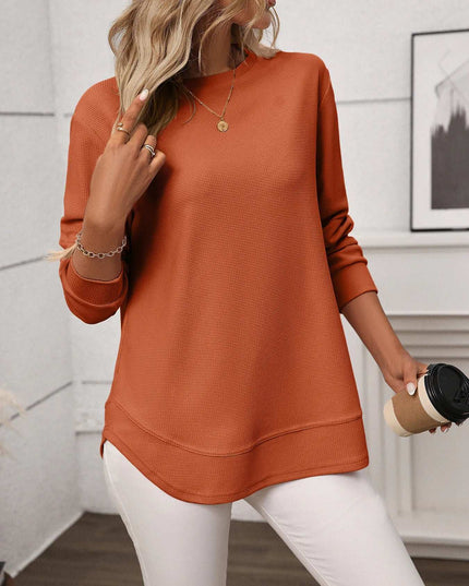 Long Sleeve Round Neck T-Shirt Terracotta