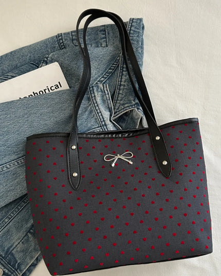 Bow Trim Polyester Tote Bag 