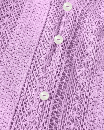 Crochet Notched Button-Front Shirt