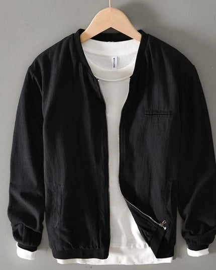 Men's Plus Size Zip Up Long Sleeve Jacket Black