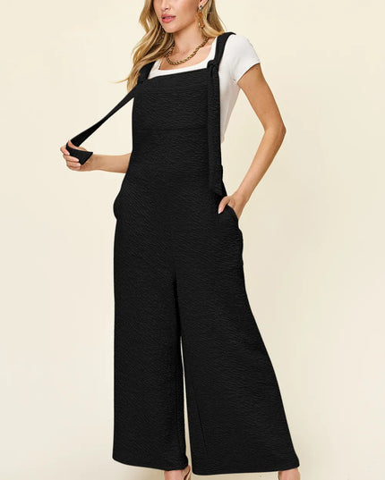 Double Take Full Size Sleeveless Wide Leg Jumpsuit Black