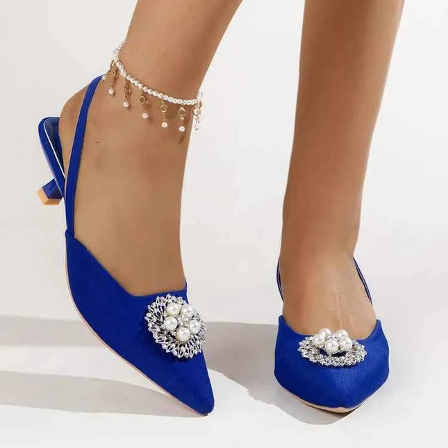 Pearl Detail Point Toe Pumps
