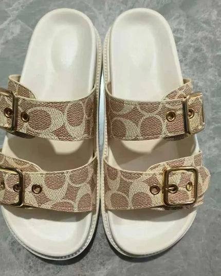 Open Toe Double Buckle Sandals