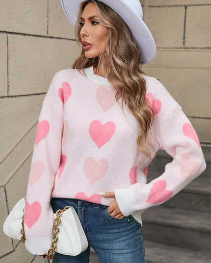 Angel Wings Heart Round Neck Long Sleeve Sweater