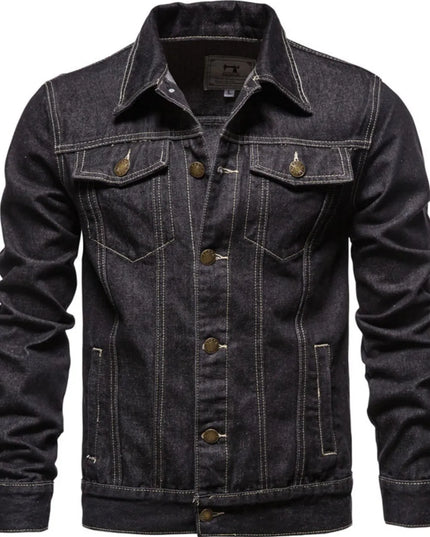 Men's Button Down Long Sleeve Denim Jacket Dark