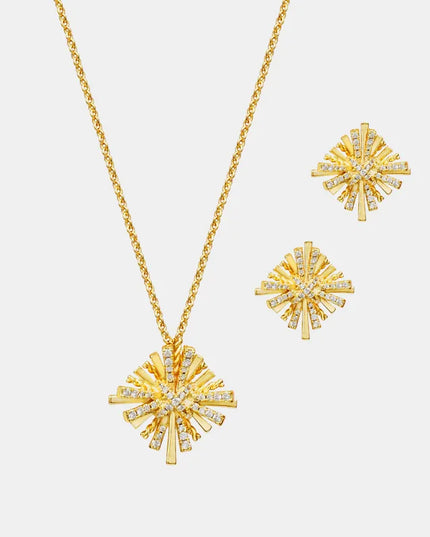 Starburst Gold-Plated Earrings and Necklace Set Gold One Size