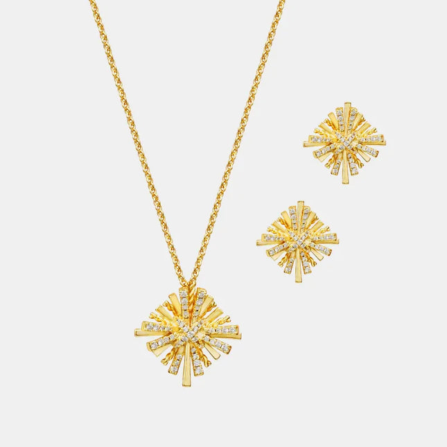 Starburst Gold-Plated Earrings and Necklace Set Gold One Size