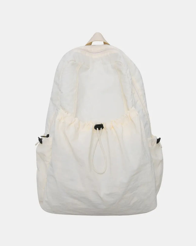 Drawstring Nylon Backpack Bag Ivory One Size