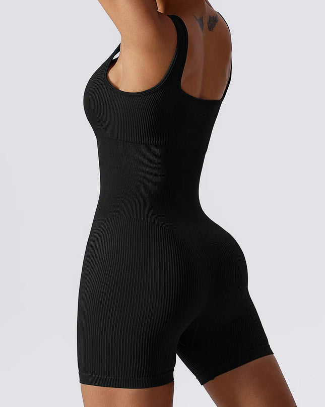 Basic Bae Ribbed Sleeveless Active Romper