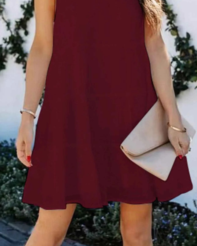 Tiered Sleeveless Tie Back Mini Dress