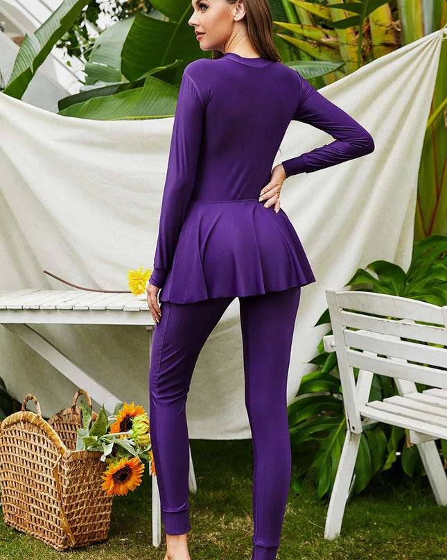 Mock Neck Long Sleeve One-Piece Swimwear