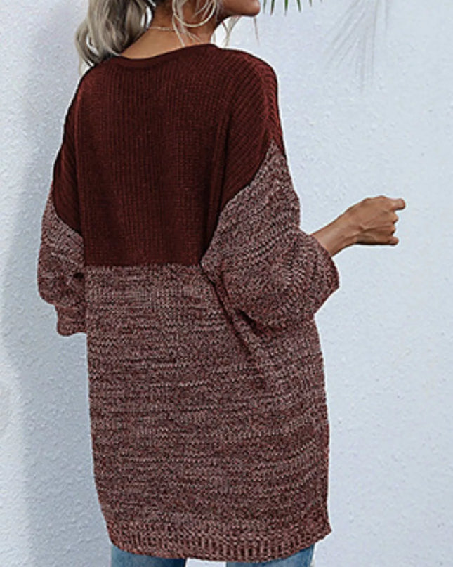 Color Block Long Sleeve Oversized Sweater