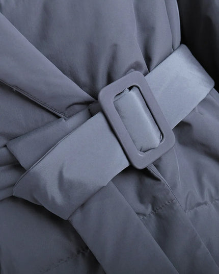Puffer Long Sleeve Winter Coat with Belt