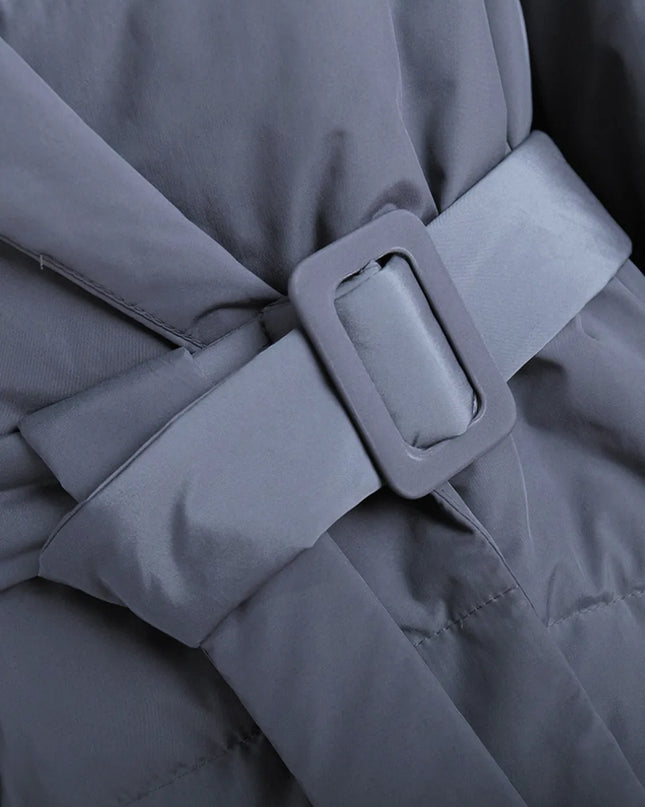 Puffer Long Sleeve Winter Coat with Belt