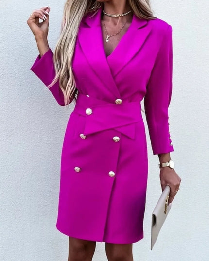 Double-Breasted Lapel Collar Longline Blazer