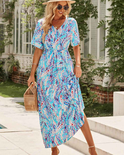 Multicolored V-Neck Maxi Dress