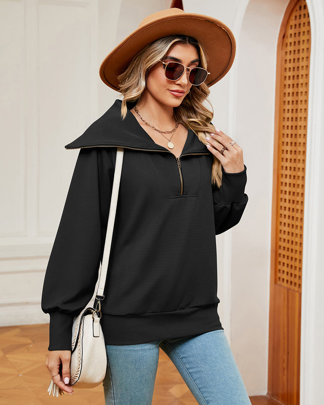 Half-Zip Collared Sweatshirt