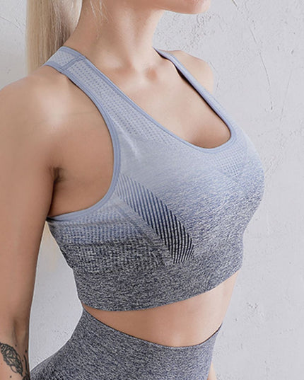 Gradient Racerback Sports Bra Grey Blue