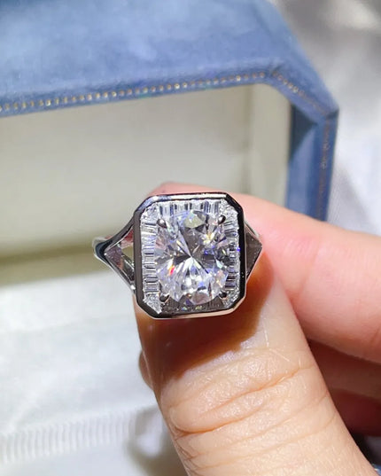 3 Carat Moissanite Engagement Square Ring White