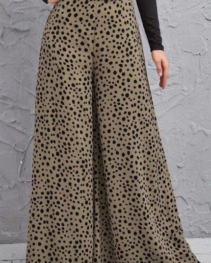 Animal Print High-Rise Culottes Olive