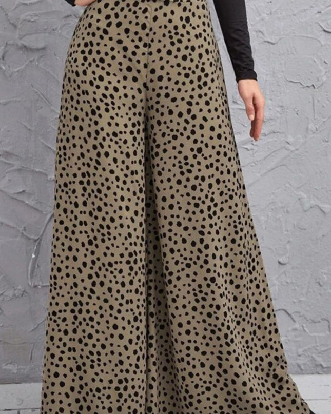 Animal Print High-Rise Culottes Olive