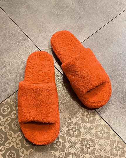 Open Toe Platform Slippers Orange