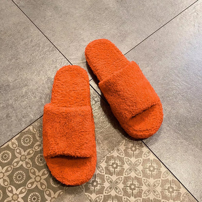 Open Toe Platform Slippers Orange