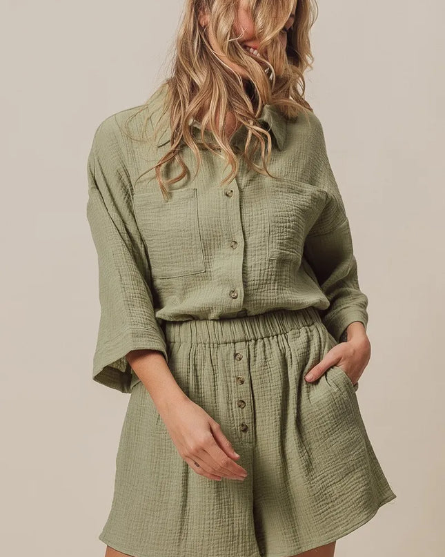 BiBi Crinkle Gauze Shirt and Short Set