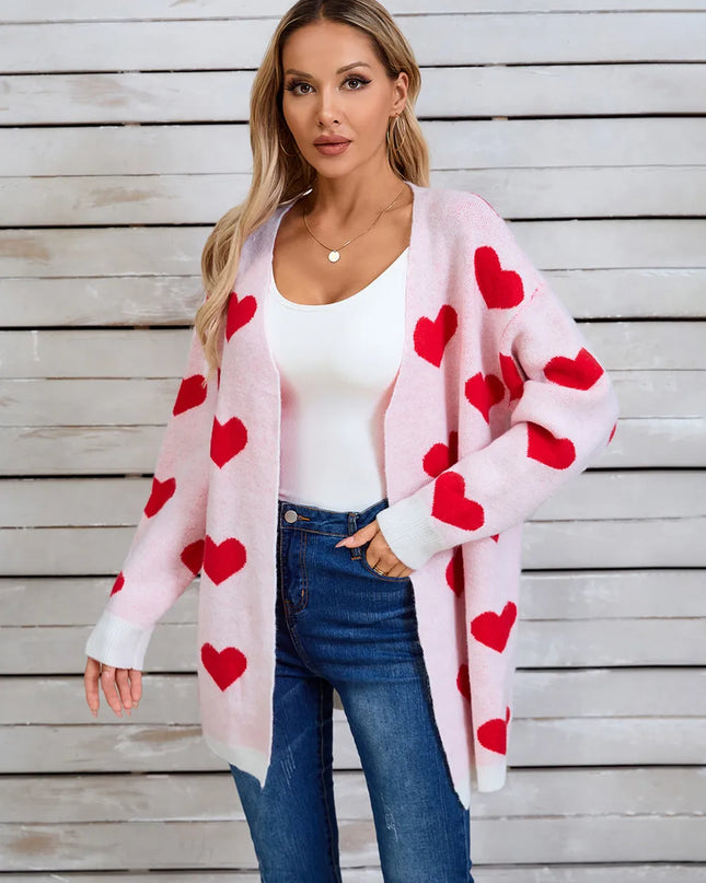 Angel Wings Heart Open Front Long Sleeve Cardigan