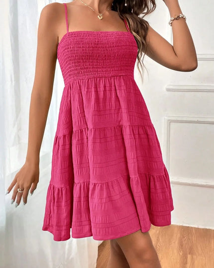 Smocked Tiered Cami Dress Rose