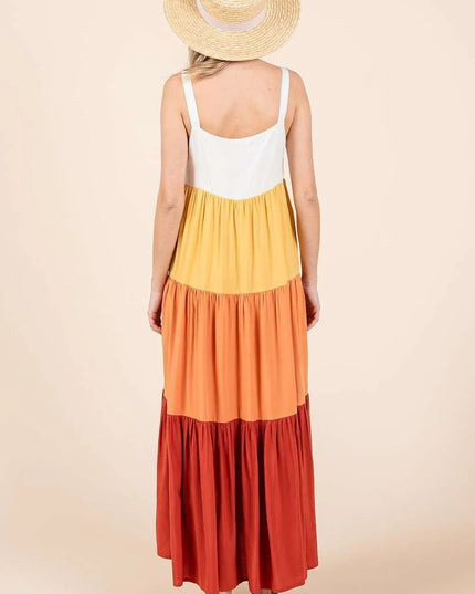 Mittoshop Color Block Tiered Pull-On Maxi Dress